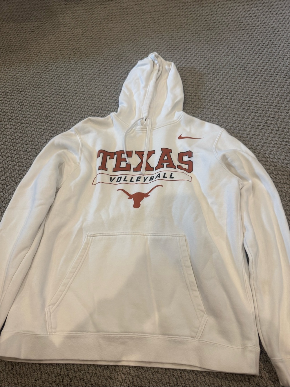 Nike White Texas Volleyball Pullover Hoodie with Burnt Orange Logo
